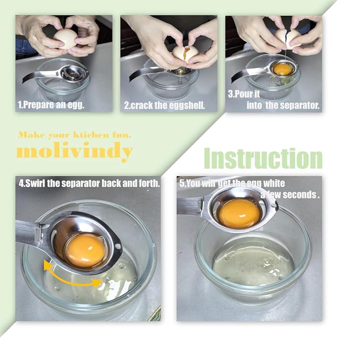 Egg separators, egg white and yolk separator, stainless steel, health and safety, separator, kitchen gadgets,egg separator for raw eggs