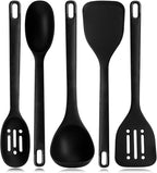 Silicone Kitchen Cooking Utensils Set: MOACC Heat Resistant 13inch Long Kitchen Gadgets, BPA Free Non Stick Rubber Cook Accessories For Food Prep, Frying, Serving, Basting (Black)