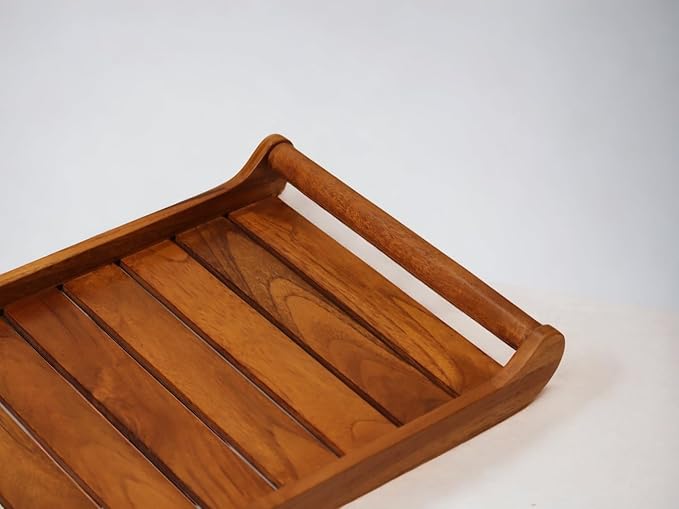 Set of 2 Romper Teak Wood Rectangular Serving Tray for Home/Kitchen/Restaurant/Office Organizer/Dining Table|Premium Wooden Trays| 18 X 12 ; 15 x 10 inches | Handcrafted in India