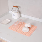 Silicone Dish Drying Mat for Multiple Usage,Easy clean,Eco-friendly,Heat-resistant Silicone Mat for Kitchen Counter or Sink,Refrigerator or drawer liner Pink L 16 inches x 12 inches