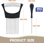 2PCs Stainless Steel Onion Slicer Holder, Onion Cutter Holder for Slicing of Onions,Tomatoes,Avocados,Eggs and Other Vegetables,KItchen Utensils (Blue & Black)