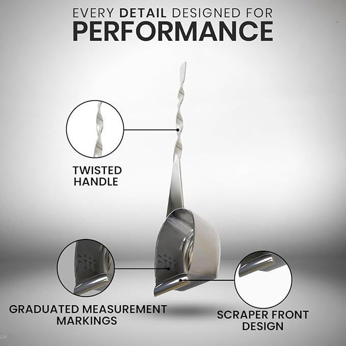 Rattleware Stainless Steel Spoon Twist – Coffee Scoop with Graduated Measure, Long Handled Espresso Spoon, Barista Tool, Coffee Bar Accessories, Measuring Tablespoon for Ground Coffee