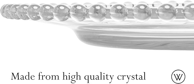 WOLFF - Set of 4 Pearl Beaded Crystal Dinner Plates - Clear Glass Plates, Dinner Accessories, Crystal Kitchen Utensils Set - Luxury Glasswear, Dish Set - Clear, 11 inches