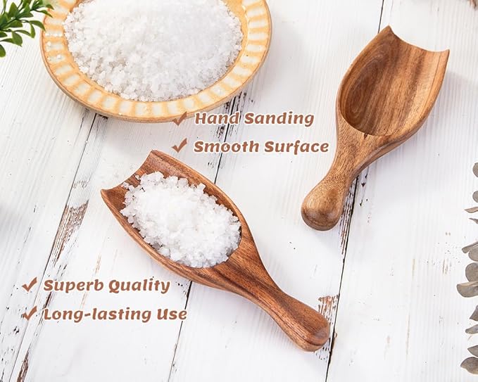 Big Coffee Scoop Shovel, 2pcs Large Ground Coffee Scoop, Wooden Bean Salt Spoons, Wood Serving Spoons for Beans Powder Sugar from Big Jars Canisters, Multifunctional Kitchen Scoop