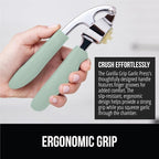 GORILLA GRIP Garlic Press and Peel Set, Heavy Duty Mincer Tool, Easily Mince and Crush Garlics, Ginger, Nuts, Seeds, Large Ergonomic Handle, Peeler Included, Peeling Cloves, Kitchen Gadgets, Mint