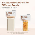 ComSaf Glass Pantry Storage Containers, 4.6Qt/1.6Qt Large Square Flour and Sugar Containers with Airtight Lids, 1.2 Gallon Glass Jars with Bamboo Lids for Rice, Pasta, Cookies, Coffee Beans