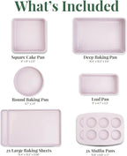 Larder & Vine 8-Piece Bakeware Set | Non-Stick Baking Set with Ceramic Finish | PFAS, PFOA, PTFE, and BPA Free Baking Essentials | Baking Sheets, Muffin Tins and Assorted Baking Pans | Lavender