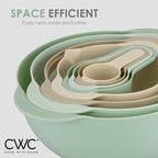 COOK WITH COLOR Nesting Bowls with Measuring Cups Colander and Sifter Set - Includes Mixing Bowls, Colander, Sifter and Measuring Cups, Mint, 8 Pc Bowl