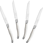 French Home Laguiole 4-Piece Steak Knife Set – Sophisticated Stainless Steel Dinner Knives with Pewter Handles & Iconic Bee Emblem – Serrated Knives for Smooth Cutting (9.25")