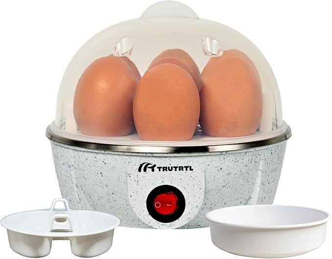 Electric Egg Cooker | Boils upto 7 eggs | Poacher | Omelet maker | Vegetable steamer, dumpling & More | Marble