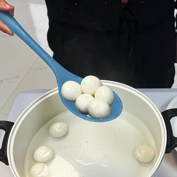 Silicone Spoons for Cooking - Extra Large Kitchen Spoons for Mixing, Serving, & Stirring - 600°F Heat-Resistant Non Stick Utensils Ladle & Skimmer- Dishwasher Safe, Starry Blue