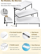 Yedio 3 Tiered Serving Stand, Foldable Rectangular Food Display Stand with White Platters - Serving Trays, Dessert Display Server for Brithday Party, Valentine's Day and Events