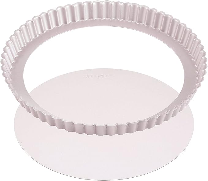 CHEFMADE 11-Inch Round Tart Pan with Removable Loose Bottom, Non-Stick Carbon Steel Quiche Pan for Oven Baking (Champagne Gold)