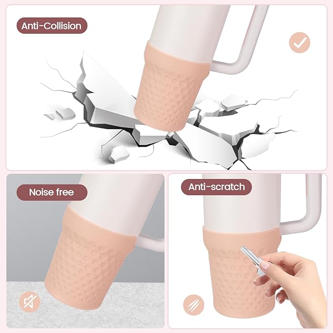 Silicone Boot for Stanley, Cup Bottom Protector Sleeve Accessories for Stanley Quencher H2.0 FlowState Tumbler 40oz / Stanley Adventure Quencher Tumbler 40oz (Pink)