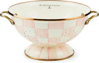 MACKENZIE-CHILDS Enamel Colander, Decorative Kitchen Strainer, Large, Pink-and-White Rosy Check