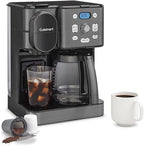 Cuisinart 12-Cup Coffee Maker, Single-Serve Brewer Glass Carafe, Automatic Hot & Iced Coffee Machine, Brew Strength Control and Brew Pause, SS-16BKS, Black Stainless Steel