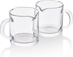 Ackers Clear Espresso Cups Set of 2,4 OZ Double Spouts Cups,Milk Cup with Handle, Espresso Accessories for Machine, Small