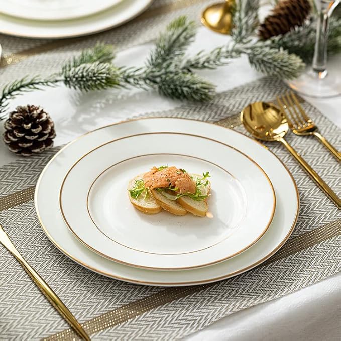 PIGCHCY Luxurious Placemats Set of 8, 18 x 12 inches Elegant Placemats Non-Slip Washable Durable Table Mats for Home/Dining Room Decoration (Beige White)