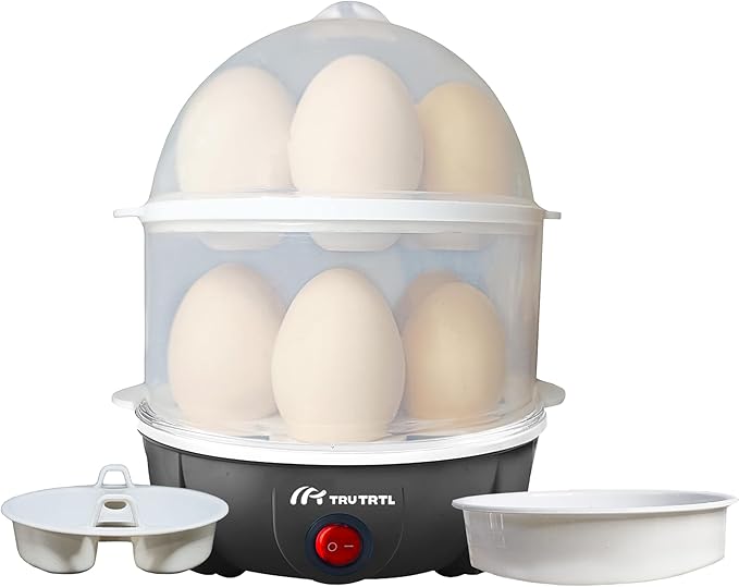 4 in 1 electric egg cooker | Boils upto 14 eggs | Poacher | Omelet maker | Vegetable steamer, dumpling & More | Royal Black