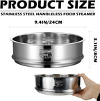 Stainless Steel Steamer 9 Inch Rice Cooker Steamer Basket Food for Rice Cooker Warming Kitchen Tableware (24cm)