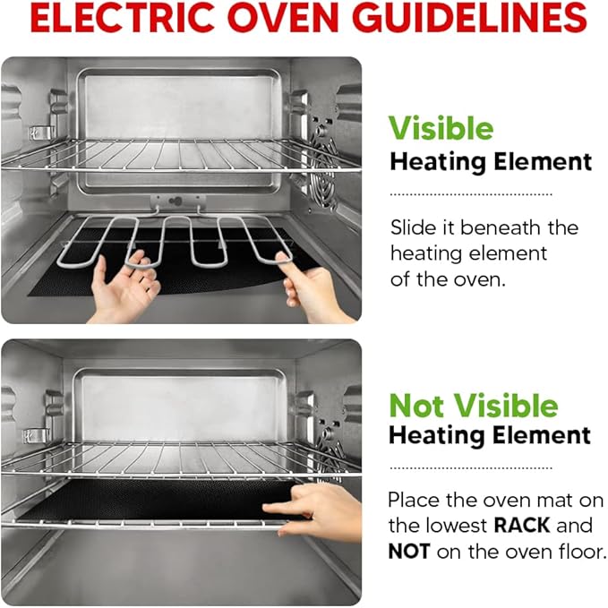 2 Pack Large Thick Heavy Duty Non Stick Teflon Oven Liners Mat, 17"x 25" BPA and PFOA Free, for Bottom of Electric Oven Gas Stove and Microwave Charcoal or Gas Grills