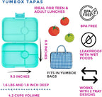 Yumbox Tapas Leakproof Bento Lunch Box - 5-Compartment Bento Container for Adults and Kids; Large Size 9.5x6.9x1.8; (Bali Aqua with Clear Aqua Tray)