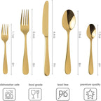 London Silverware Set, 30 Piece Forged Flatware Set Cutlery Set Premium Stainless Steel, Service for 6, for Kitchen, Home, Wedding, Party, Mirror Polished Dishwasher Safe (Matte Gold)