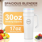 MOJOCO Portable Smoothie Blender – 30oz Personal Blender with Insulated Cup for Smoothies & Shakes – Rechargeable/Cordless, Leakproof, Food-Grade Small Juice Maker for Home, Office, Gym, Travel, RV