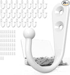25PCS Wall Hooks | Hooks for Hanging | Wall Hooks for Hanging | Coat Hooks | Hooks for Hanging Heavy Duty | Wall Hangers with 50 Pieces Screws（White）