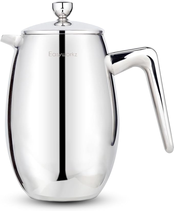 Easyworkz Nando French Press 23 oz Double Wall Insulated Thermal Coffee Maker,304 Stainless Steel Cafetiere