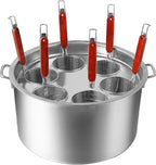 Pasta Cooker Insert Set Stainless Steel Pasta Pot With Strainer Basket Multipots Cooking Tool For Noodles Dumplings Pasta For Home Kitchen Restaurant,6 Holes