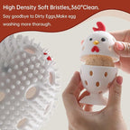 Egg Brush Cleaner, 2PCS Silicone Egg Cleaner Scrubber for Fresh Eggs, Multipurpose Fruit and Vegetable Rotating Scrubber Tool for Fresh Eggs, Reusable Chicken Egg Washer Brush (Brown)