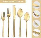 20 Piece Silverware Set for 4,Stainless Steel Flatware Set,Tableware Cutlery Set for Home and Restaurant Include Forks Knives Spoons,Mirror Finish,Dishwasher Safe (Gold)