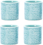 Ceramic Espresso Cups Set of 2 or 4-3oz Demitasse Cups for Coffee & Tea, No Handles, Durable & Dishwasher Safe (blue, 4)