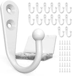 15PCS Coat Hooks - White Robe & Coat Wall Hooks with 30 Screws