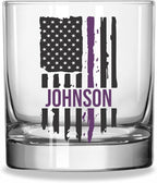 Blue Ridge Mountain Gifts - Thin Purple Line Whiskey Glass - Personalized Security Professional Glass, Security Officer Appreciation, Purple Line Merch, Custom Barware