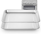 Stainless Steel Baking Tray Pan Compatible with Cuisinart Airfryer TOA-060 and TOA-065, Dishwasher Safe Mesh Air Fryer Basket Wire Rack Accessories Parts 2 SET
