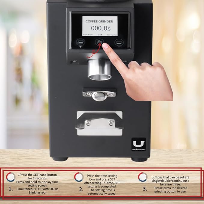 Urbanic 090 Electric Coffee Grinder (110~220v) / straight Titanium burr 60mm / (black) / (Made in Korea), 125*125*39(mm)