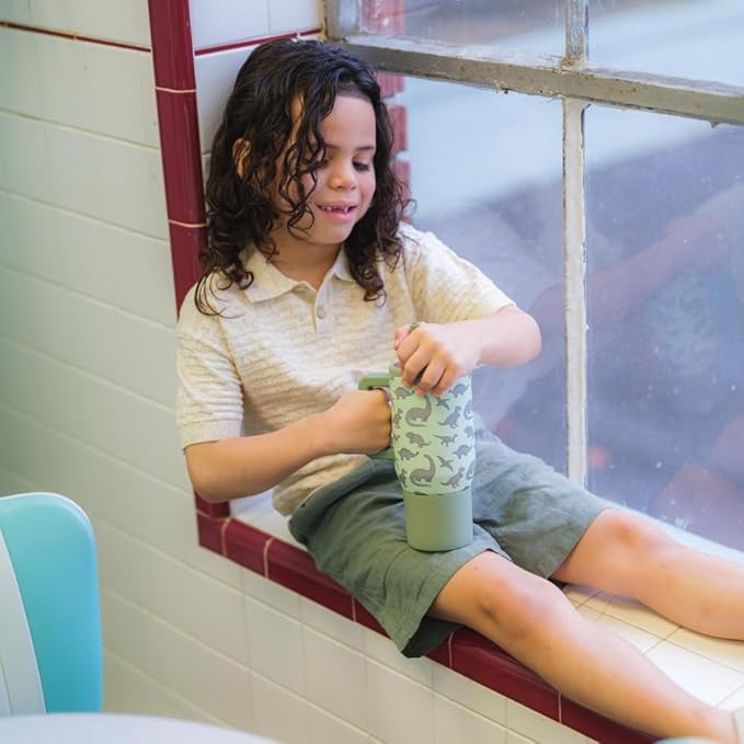 HydroJug Kids - 20 oz Insulated Kids Water Bottle with Flip Straw & Handle | Leak-Proof & Durable | Perfect for School, Sports, Lunch, Travel & Camp, Dinosaur