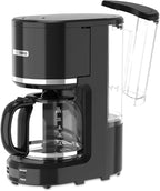 10-Cup Programmable Coffee Maker with Permanent Filter, Removable Water Reservoir Coffee Machine, Drip Coffee Maker, Delay Brew, Timer & Keep Warm, Swing Open Brew Basket, Black