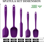 HOTEC 600℉ Heat Resistant BPA-Free Silicone Rubber Spatula Set for Baking, Cooking, and Mixing Non Stick Dishwasher Safe, Purple Set of 5