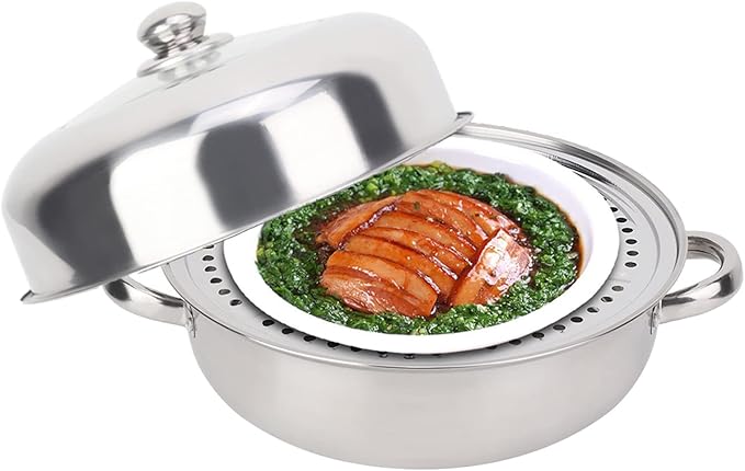 28CM Steamer Pot Multifunctional Stainless Steel Single Layer Stockpot Hotpot Food Steamer Pot Cookware Household Steamer Pot for Cooking Home Kitchen