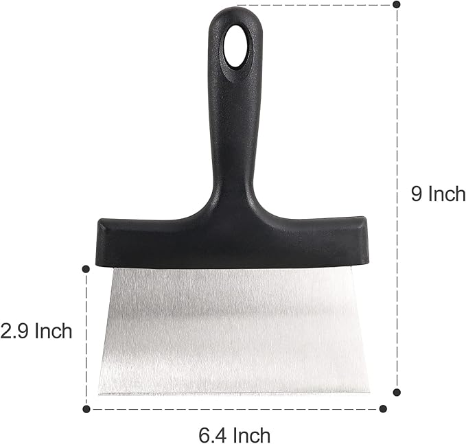 Grill Scraper 2 Pack Stainless Steel Griddle Scraper with 5" Plastic Handle Versatile Food Scraper Tool for Flat Top Teppanyaki BBQ Blackstone Griddle Accessories…