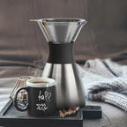 asobu Insulated Pour Over Coffee Maker (32 oz.) Double-Wall Vacuum, Stainless-Steel Filter and Take on the Go Carafe (Silver)