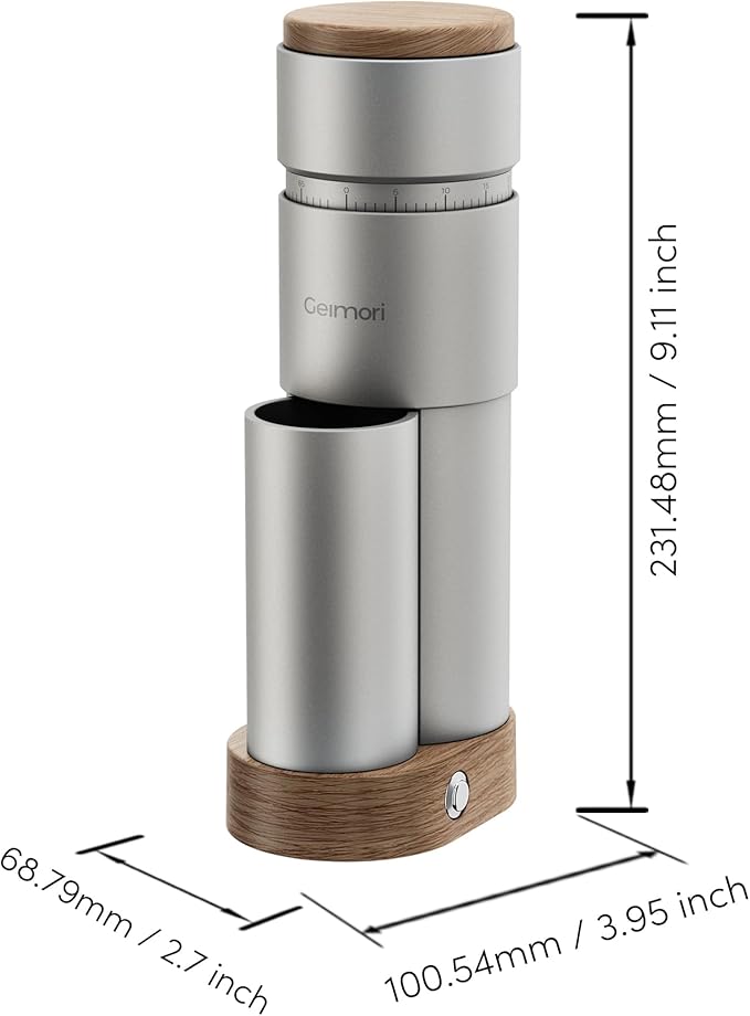 Burr Coffee Grinder,Wirsh Portable Electric Grinder Geimori T38 Plus,Espresso Grinder with Conical Burr,Stepless Grind Settings from Fine to Coarse for Espresso,Drip,French Press,Home&Travel Use