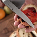 Natura Series 4.5” Serrated Steak Knife Set of 6, High Carbon Stainless Steel, Wooden Handle