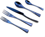 JASHII Luxury Jubilee Blue Flatware Set 20-Piece Iridescent Silverware Sets Replace Black Mirror Polished, 18/10 Stainless Steel Utensils For 4, Dinner Knife Fork Fork w/DESSERT COFFEE Spoon