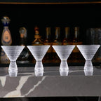 LEMONSODA Hobnail Pink/Clear Martini Glasses Vintage Cocktail Glasses (9oz) for Martini, Cocktail, Margarita, Cosmopolitan, Manhattan (Clear, Set of 4)