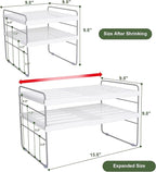 2 Pack Expandable Kitchen Wrap Organizer Rack, Height & Width Adjustable Aluminum Foil and Plastic Wrap Organizer for Pantry, Cabinet Food Wrap Organization and Storage - (3 Tier 9.8 to 15.6"L)