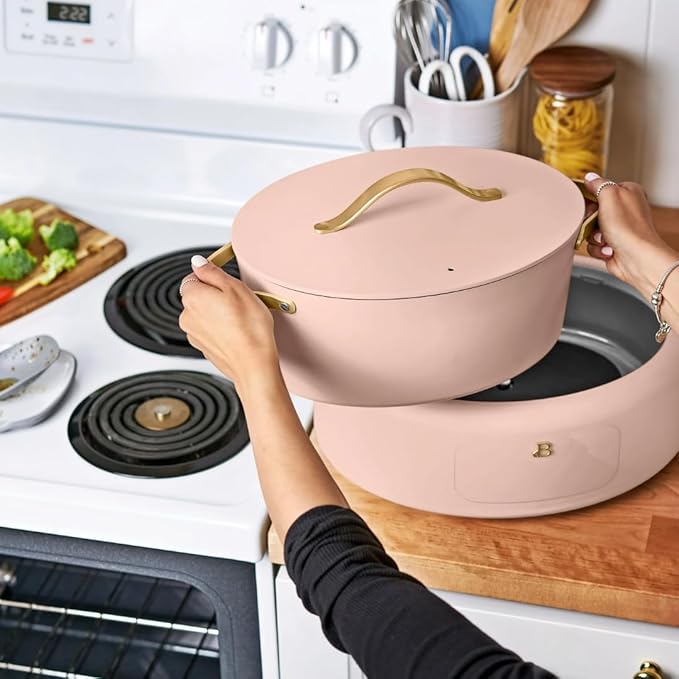 Beautiful 10-in-1 6-Quart Electric Multi-Cooker with Ceramic Coated Pot, Oven Safe to 400°F, Easy Cleanup & Multi-Function Cooking, by Drew Barrymore (Rose)